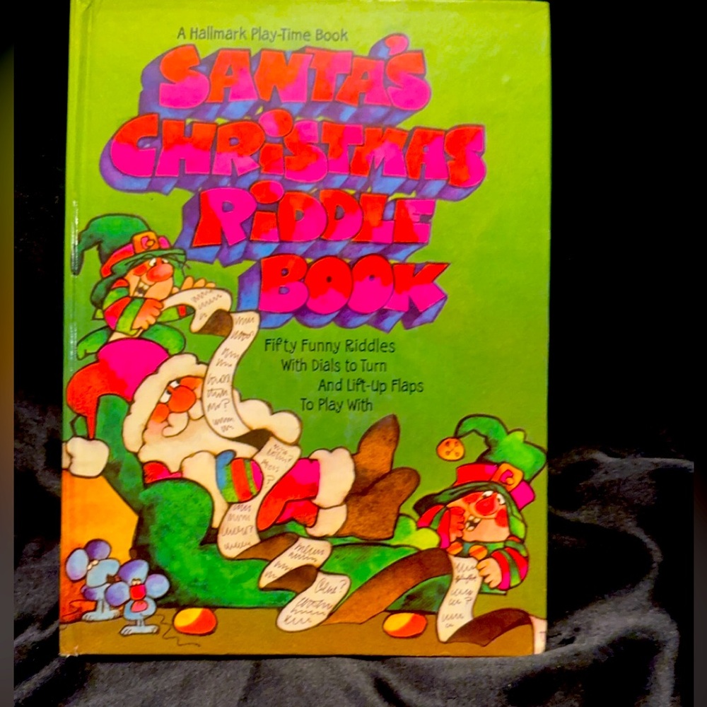 1970s hallmark Christmas books; Santa’s Christmas riddles antique